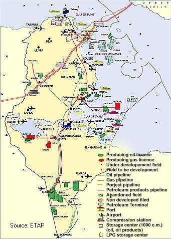 Tunisia infrastructure map