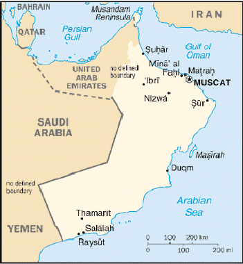 Map of Oman.  Having problems?  Call our National Energy Information Center at 202-586-8800 for assistance.