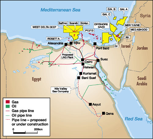 map of Israeli offshore natural gas concessions